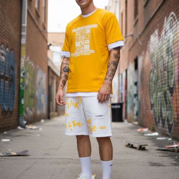 Gildan Slave Haven Graphic Tee Yellow Regular Fit - Picture 2 of 7